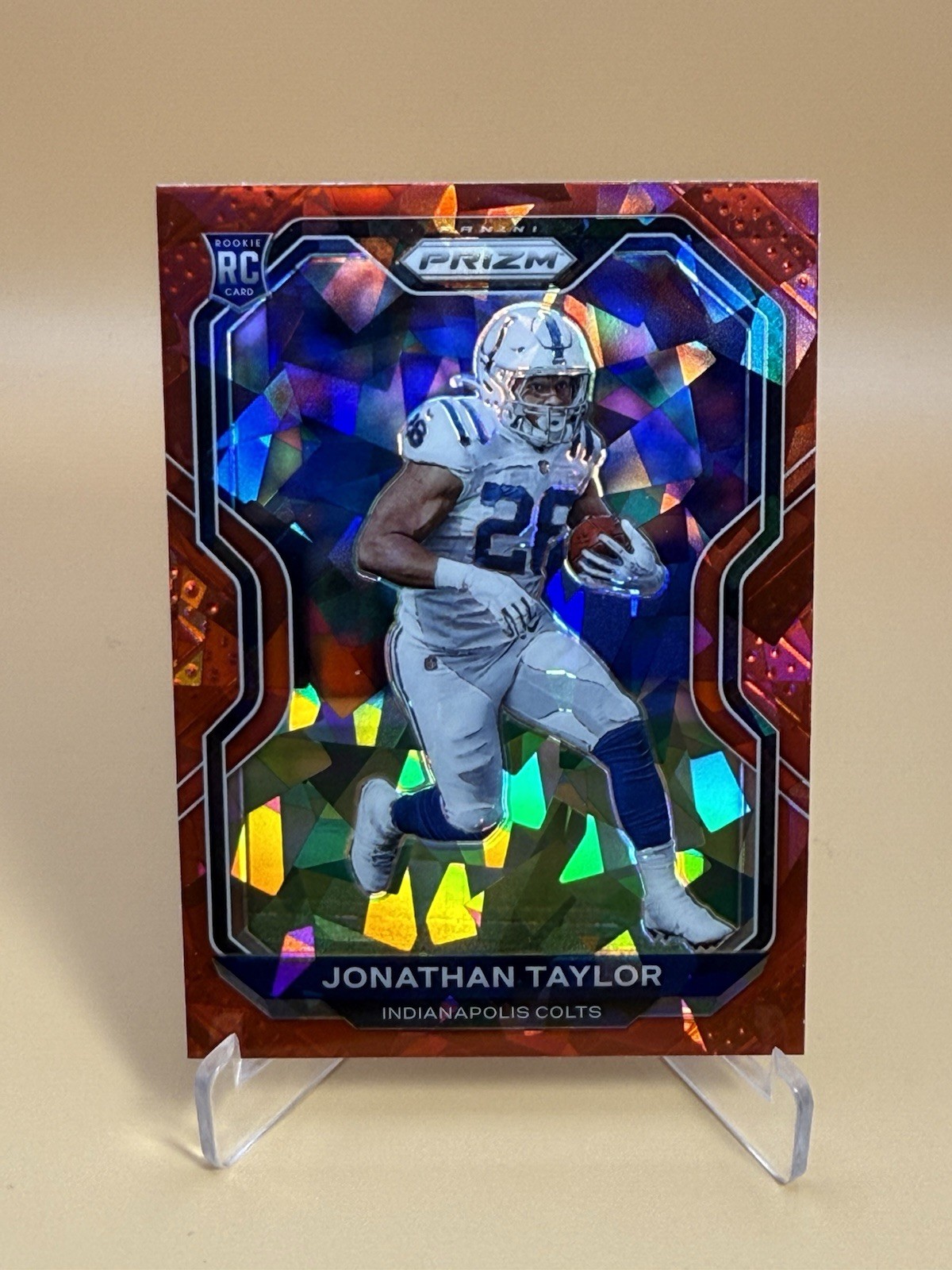 2020 Panini Prizm Jonathan Taylor Red Cracked Ice Rookie RC Colts #332