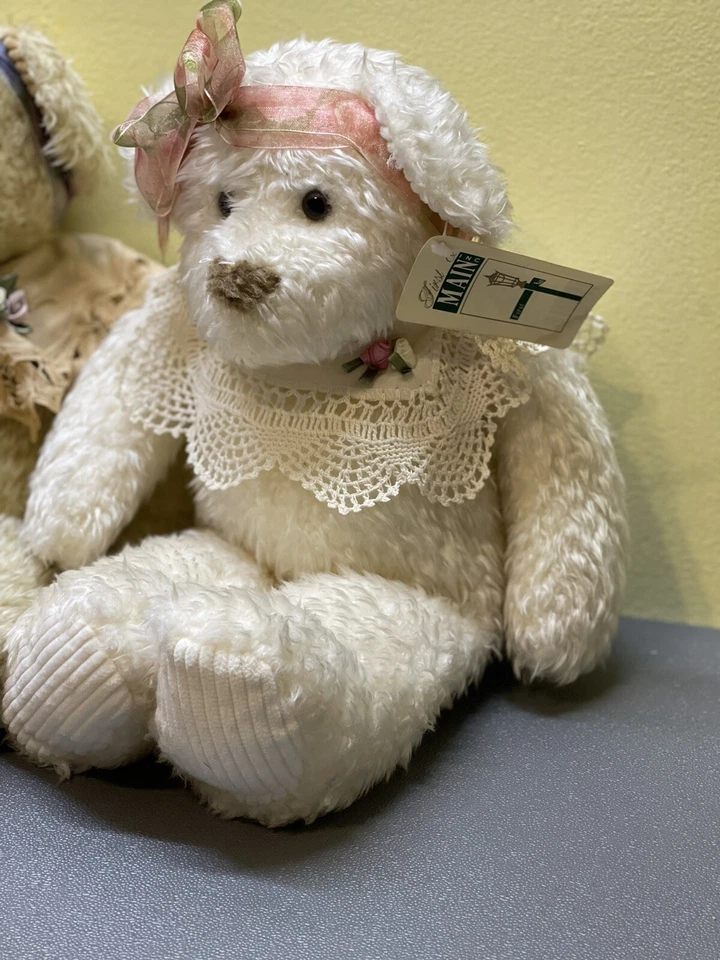 Ivory Teddy Bears First & Main 16” Chantilly & Chiffon #1256 Set Of Two 2 Girls - Image 3 of 4