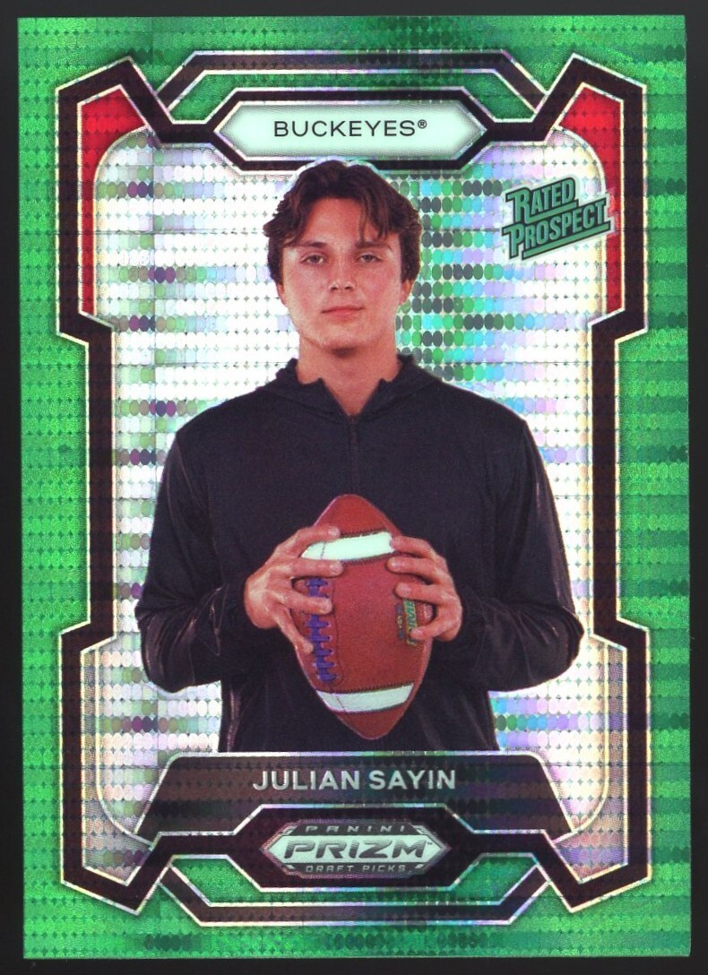 JULIAN SAYIN 2024 PANINI PRIZM DRAFT PICKS GREEN PULSAR ROOKIE 19/25 #193 RC