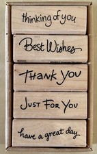 Stampendous Friendly Phrases 5 Pc Wood Backed Rubber Stamp Set SWS017 CA, USA
