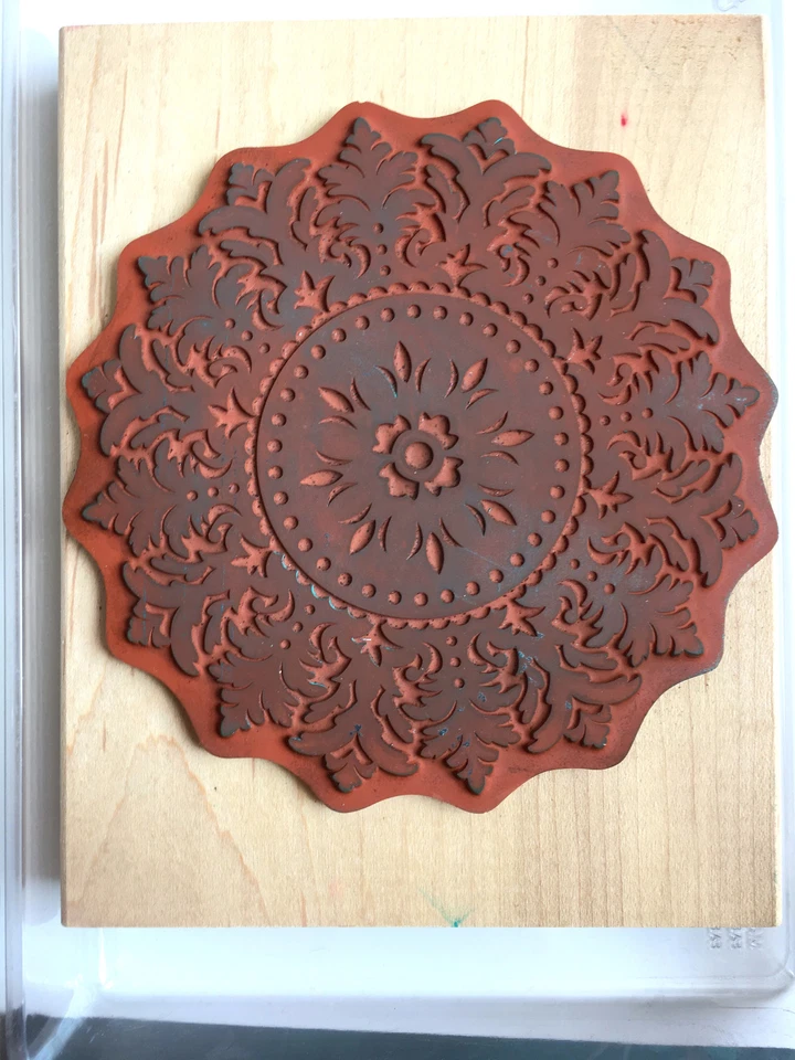 Stampin Up! Large Background Medallion Wood Mounted Rubber Stamp - Image 2 of 2