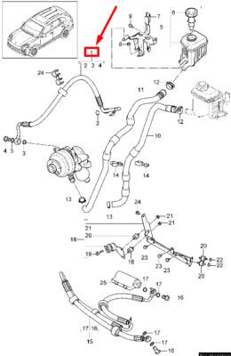 PORSCHE CAYENNE 92A Power Steering Pressure Line LHD PORSCHE CAYENNE 92A Power Steering Pressure Line LHD