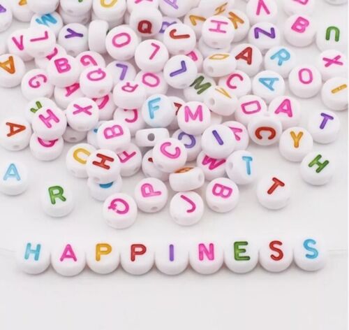 100/200 Stck. Alphabet Buchstaben Gemischte Farben Perlen Flach für Schmuckherstellung Weihnachtsgeschenk - Bild 6 von 10