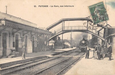 Old postcard 91 PUTEAUX / THE STATION / INTERIOR VIEW / TRAIN