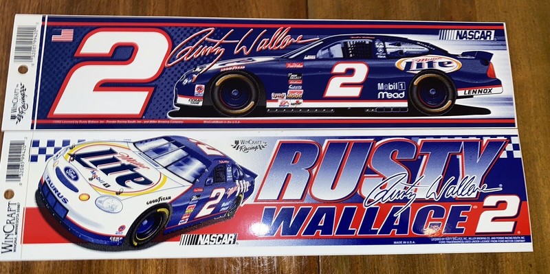 Lot Of 2 Different Vintage Rusty Wallace #2 Miller Lite 2001 Bumper Stickers NEW