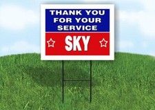 SKY THANK YOU SERVICE 18 in x 24 in Yard Sign Road Sign with Stand