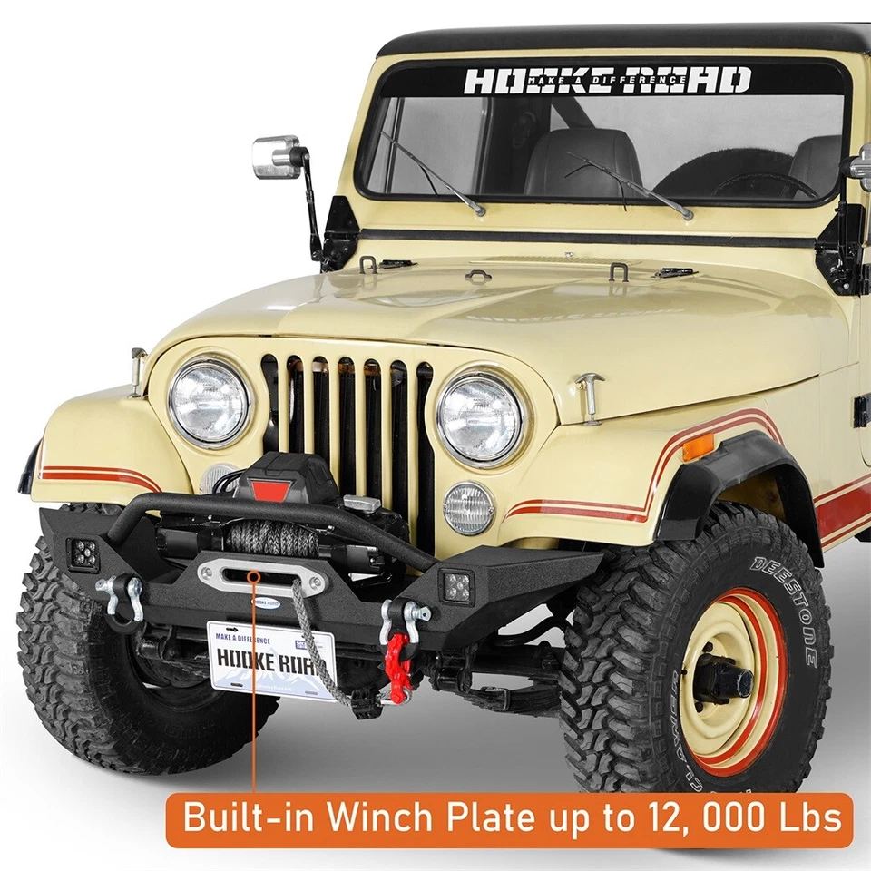 Mid Width Front Bumper w/ Winch Plate Fit 1976-1986 Jeep CJ-5 CJ-7 Scrambler - Image 4 of 4