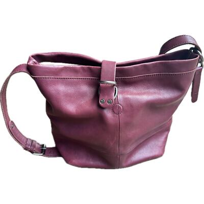Lucky Brand Burgundy Crossbody Bucket Purse Bag