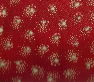 Fabulous Felines  Laurel Burch red gold paw prints cat Clothworks  fabric