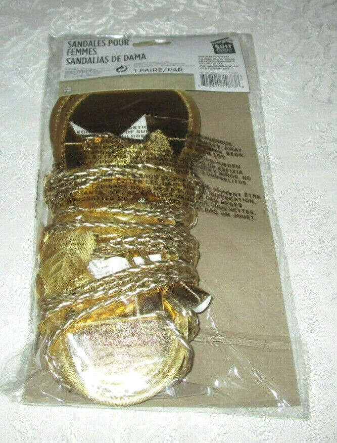 Adult 14+ Gods & Goddesses Gold *Women's Sandals* Costume Accessory Novelty Use - Image 2 of 4