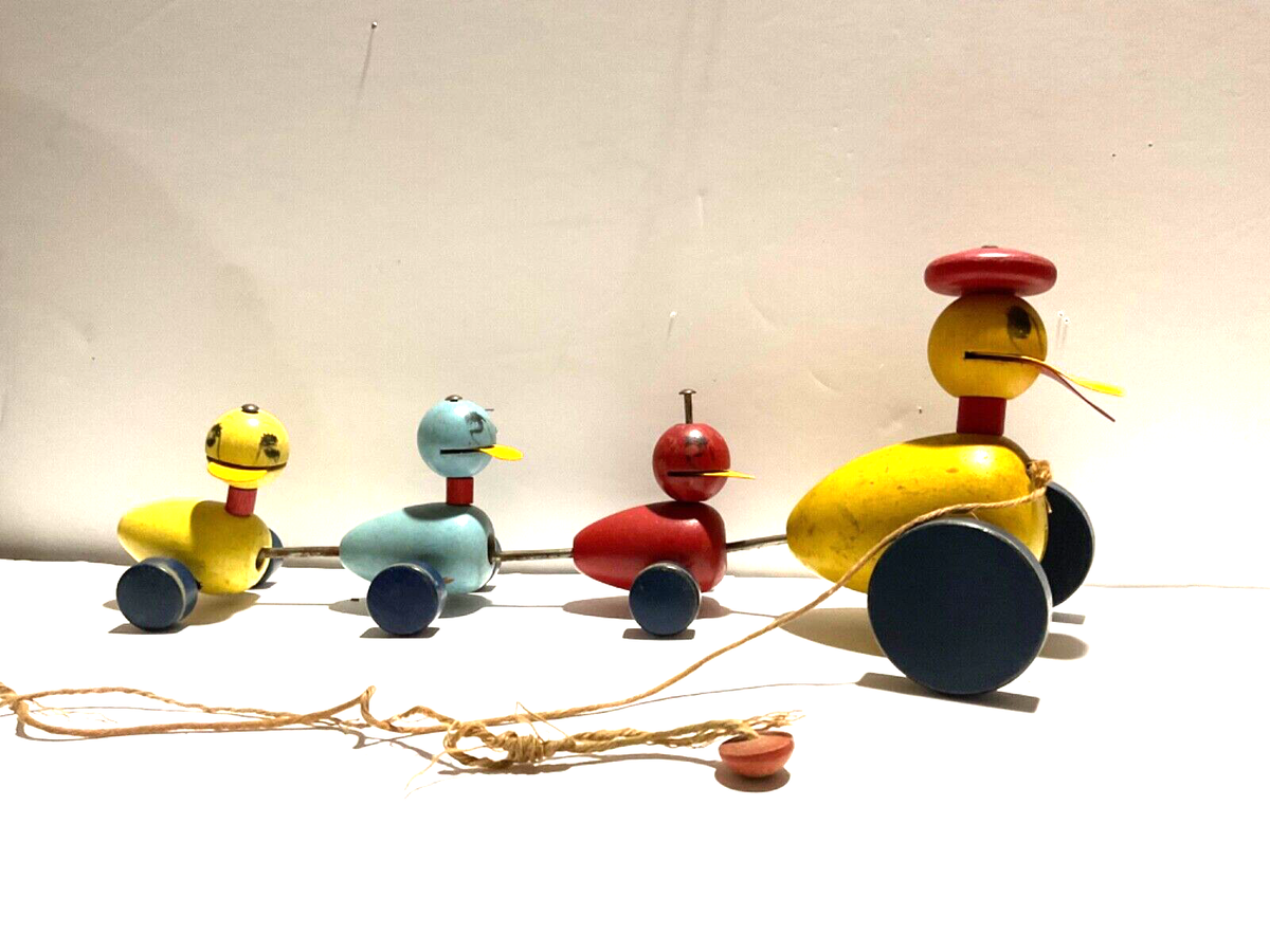 Vintage 1930's Quacking Duck Fisher Price Wooden Duck Kids Pull