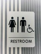 DOOR RESTROOM / Aluminum Sign 6"x8"