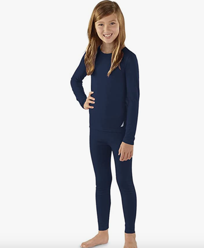 Nautica Girls Base Layer Top & Bottom Long Johns Thermal Underwear Set Sz 16/18