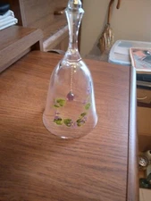 AVON 24% Full Lead Crystal Clear Glass Bell w/Flowered Vine