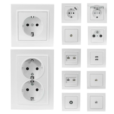Steckdose Unterputz 230v Schuko Rahmen 2x Usb Komplett Weiss Rj45 Rj11 Lan Sat Tv Ebay