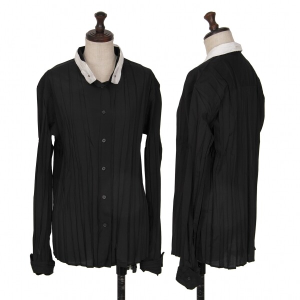 ISSEY MIYAKE FETE 2WAY Collar Pleated Long Sleeve Shirt Size
