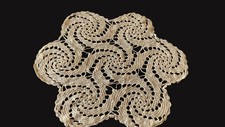 Farmhouse Chic Vintage 1940s Ecru French Crochet Table Top Doily Round D 20"