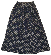 Vintage 80s LIZSPORT Blue White Geometric Cottagecore Cotton Maxi Skirt S/M