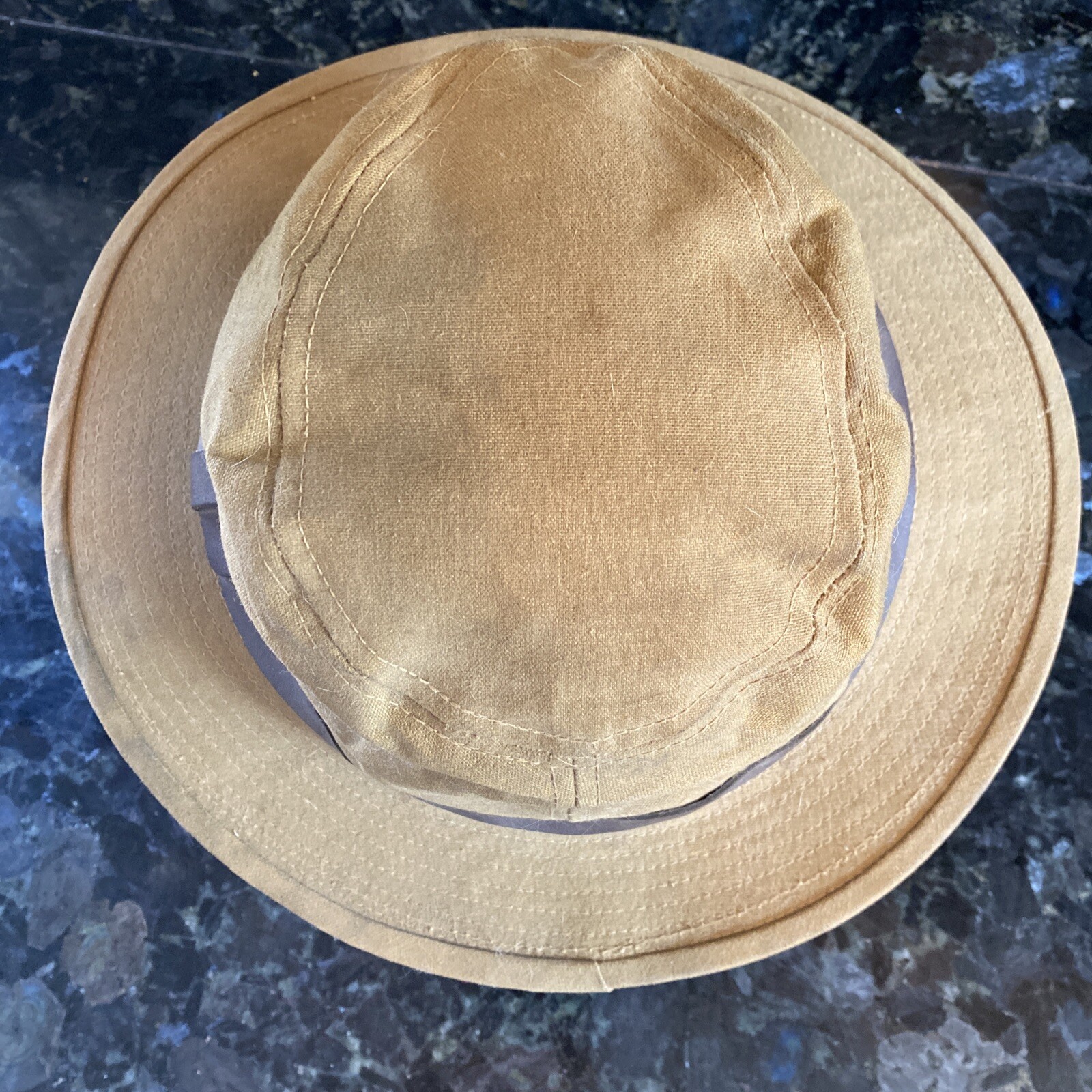 Vintage CC Filson Tin Cloth Bush Hat Packer Waxed Cotton Canvas Leather
