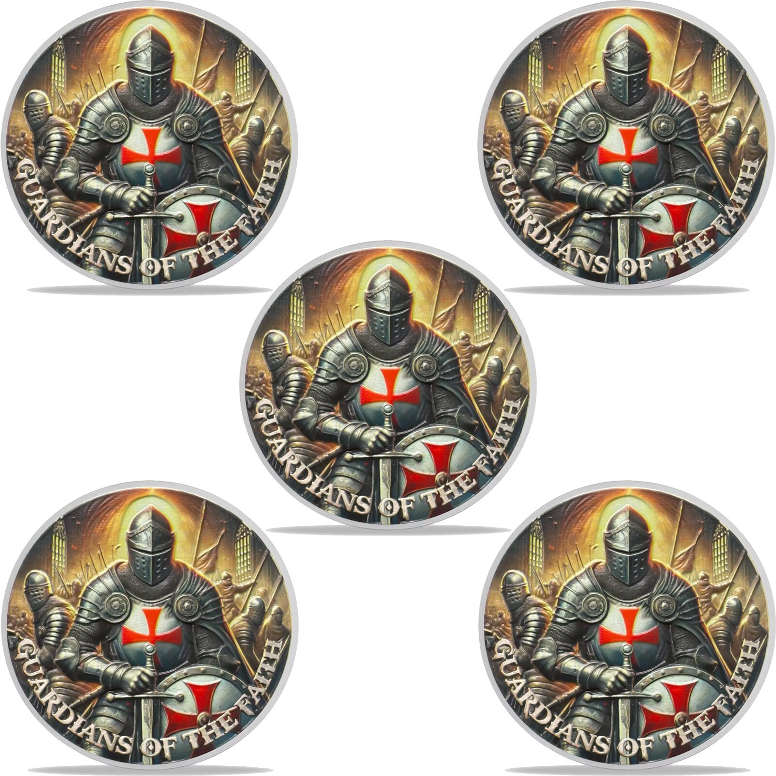 Knights Templar Challenge Coin Armor Of God Coin Crusader Collectible Coin 5pcs