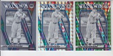 (3) 2021 Mosaic Lou Boudreau Will to Win Base + Silver + Green Prizm Indians