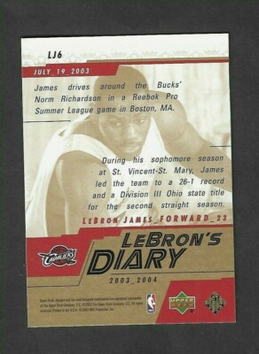 LEBRON JAMES RC 2003-04 UD LEBRON'S DIARY ROOKIE UPPER DECK #LJ