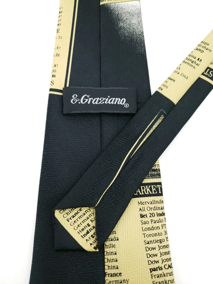 EUC Stock Market Indexes Mens Necktie Investor Stockbroker Money Black Neck Tie - Image 2 of 4