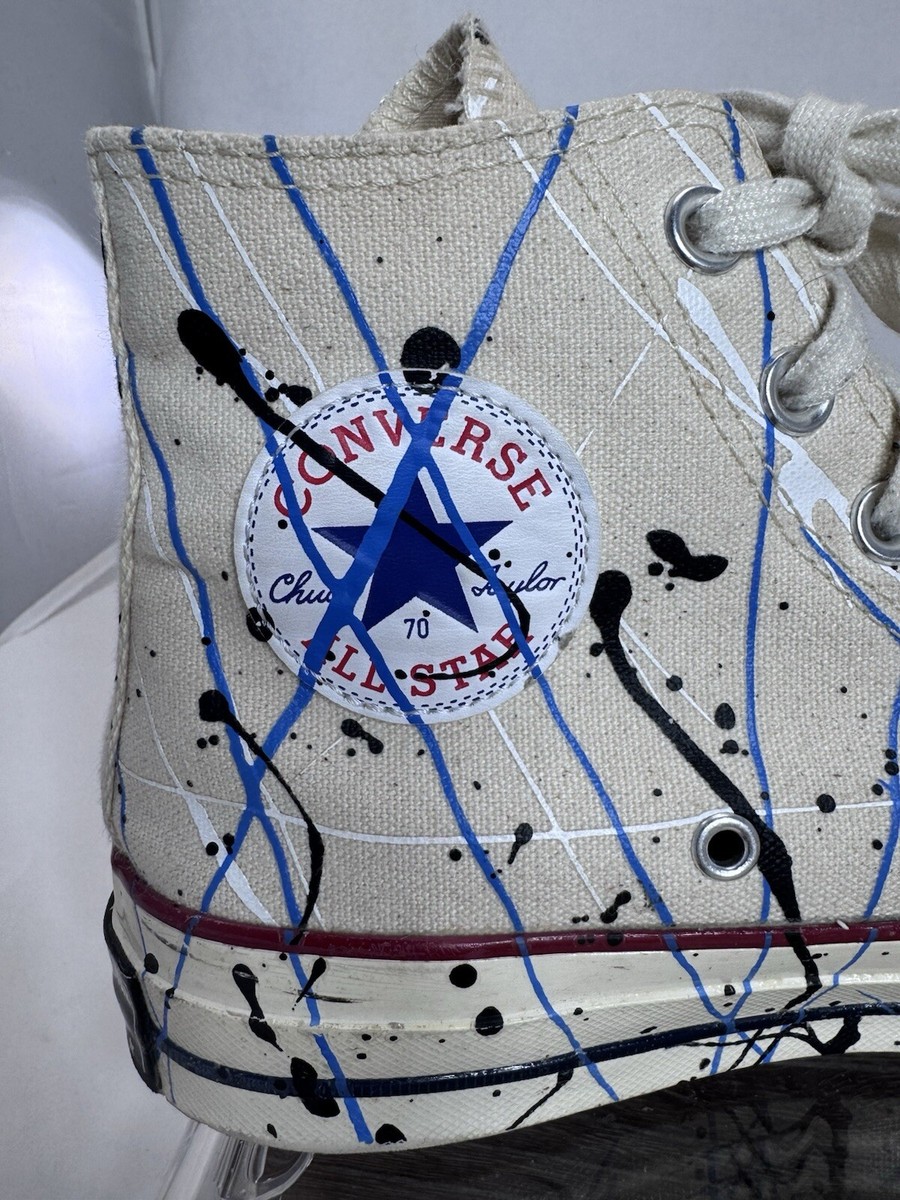 Converse Chuck 70 Hi Paint Splatter Shoes Egret-Digital Blue