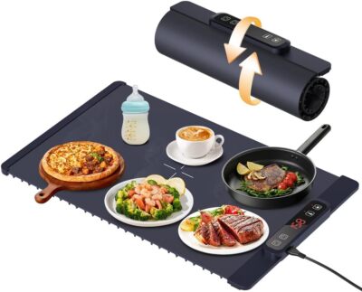 Foldable Electric Warming Tray, 5 Temp, Auto Off, Portable