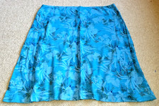 Womens Skirt-FRESH PRODUCE-blue/green floral 100 cotton knit pull-on-S