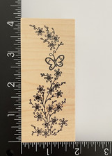Great Impressions Flowers With Butterfly G366 Wood Mounted Rubber Stamp