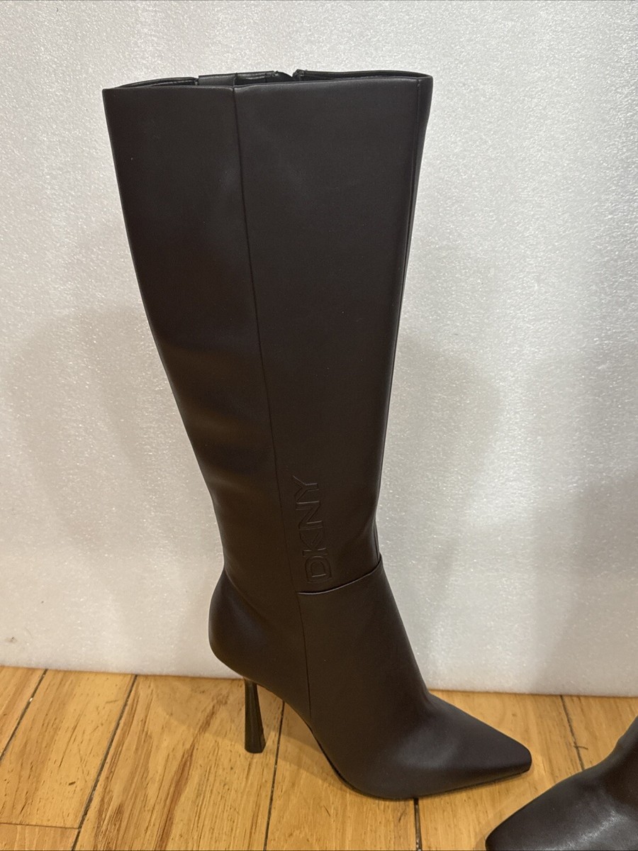 DKNY Womens Nixie Solid Knee-High Boots Medium Brown New