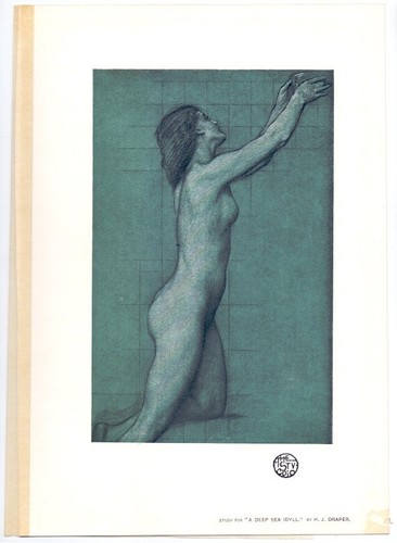 1902 Herbert James Draper nude study Akt Studie for A Deep Sea Idyll - 第 1/1 張圖片