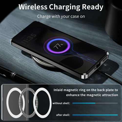 For Motorola MOTO Edge 2024, Magnetic Aluminum Metal Bumper Glass Cover Case - Picture 7 of 21