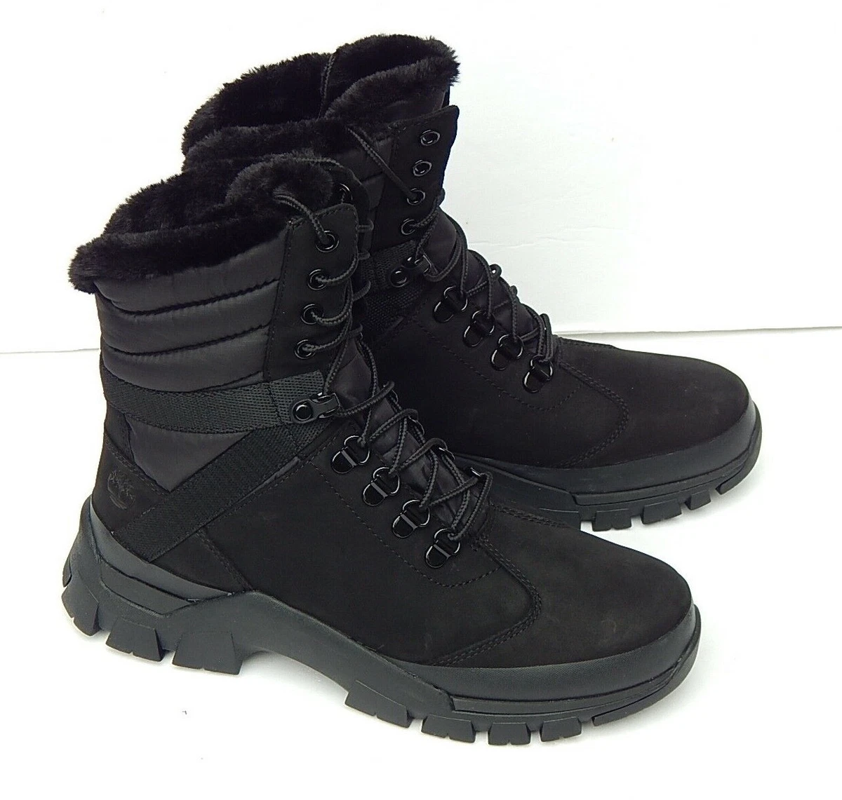 Timberland Women s MIRRORFIT Boots BLACK SUEDE FUR TRIM sz 9 NEW AUTHENTIC