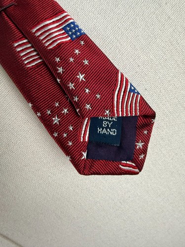 Polo Ralph Lauren Red Silk Embroidered American Flags Patriotic USA Neck Tie - Picture 4 of 7