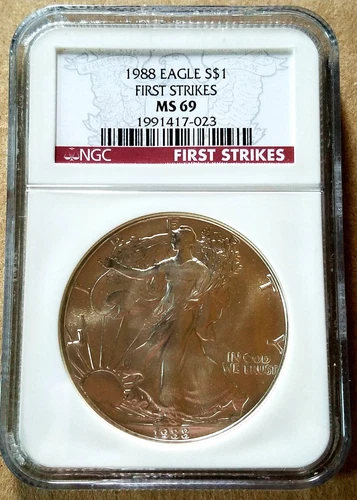 1988 $1 American Silver Eagle NGC MS69 First Strike Low Mintage Red Label