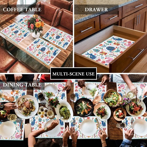 Easter Placemats for Dining Table Bohemia Bunny Eggs Cotton and Linen Table M... - Imagen 8 de 8
