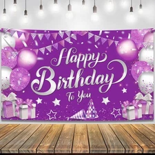 KatchOn, XtraLarge Purple Happy Birthday Banner - 72x44 Inch | 