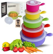 Microwave, Freezer Safe Bowls - 10 Piece Set - with Vented Lids and Hand