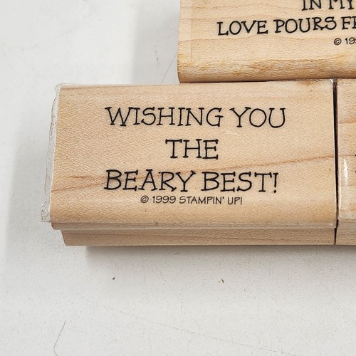 4 Wood Rubber Stamps Moral Support & Bear Theme by Stampin' Up! 1999 - Picture 5 of 14