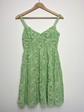 Princess Polly Green Daisy Print Strappy Floral Mini Dress UK 6