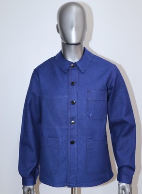 Vintage 1960s Blue Cotton Twill Work Jacket ADOLPHE LAFONT Sz M/L