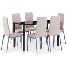 Modernes 7-teiliges Esstisch-Set | Glastisch | Esszimmertisch | 120 x 60 x 74 cm