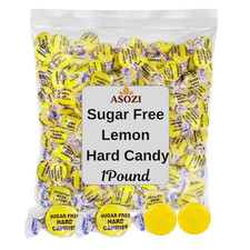Sugar Free Lemon Hard Candy- 1Lb Bulk Individually Wrapped Sugarless Citrus Cand