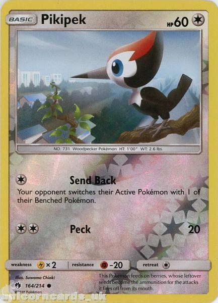 Pikipek 164/214 Reverse Holo :: Lost Thunder :: Mint Pokemon Card
