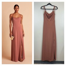 Birdy Grey Ash cowl neck bridesmaid dress in crepe fabric color Dusty Rose XS