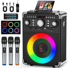 JYX Karaoke Machine Xmas Party Singing Speaker Bluetooth Speaker+3 Microphones