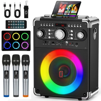 JYX Karaoke Machine Xmas Party Singing Speaker Bluetooth Speaker+3 Microphones