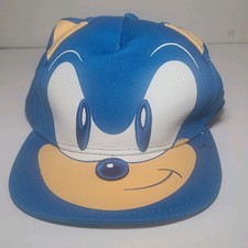 Sonic The Hedgehog Ball Cap Boys Youth Blue Sonic Face w/Ears Snapback Adjustabl